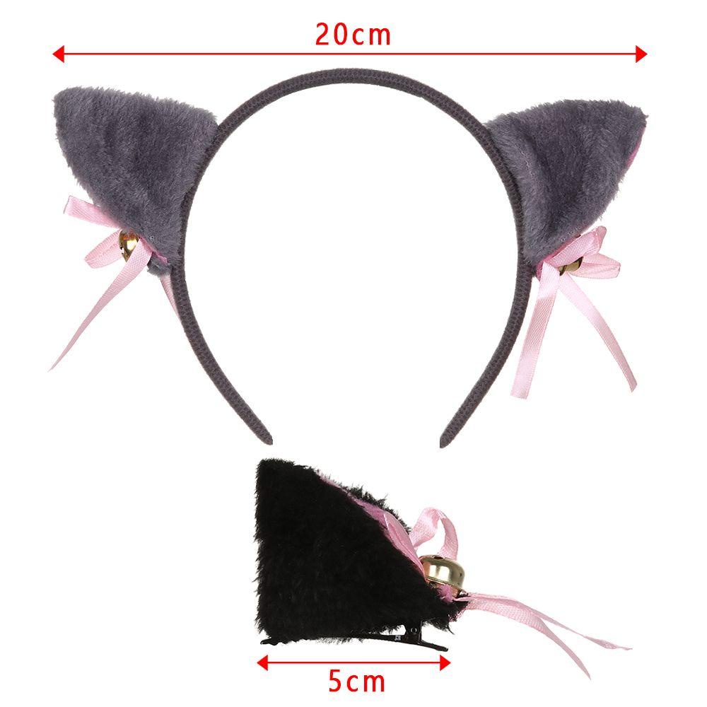 FORBETTER Kẹp Tóc Nơ Tai Mèo Bằng Vải Lông Xù Phong Cách Lolita Đáng Yêu Dành Cho Nữ