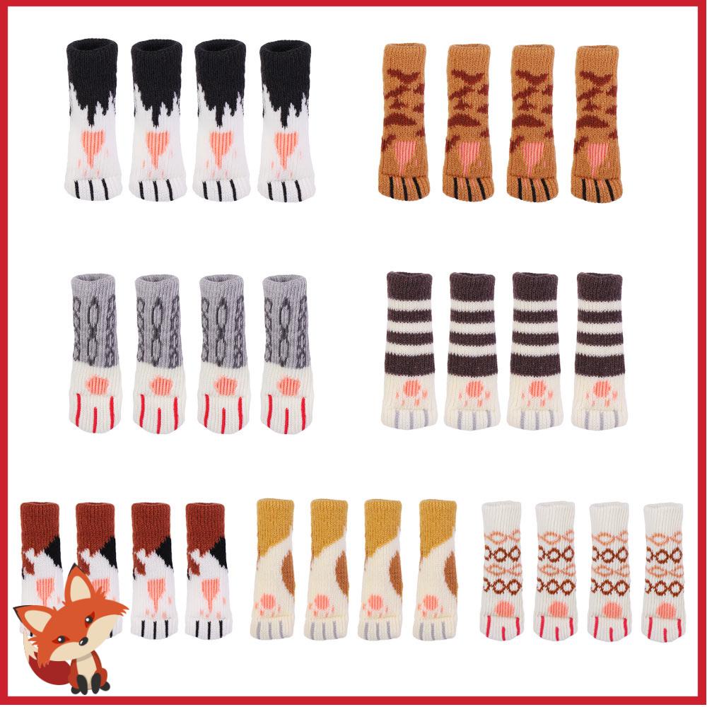 Bộ 4 Vỏ Bọc Chân Ghế/Đồ Nội Thất Chống Trượt Hình Dấu Chân Mèo Hoạt Hình Dễ Thương