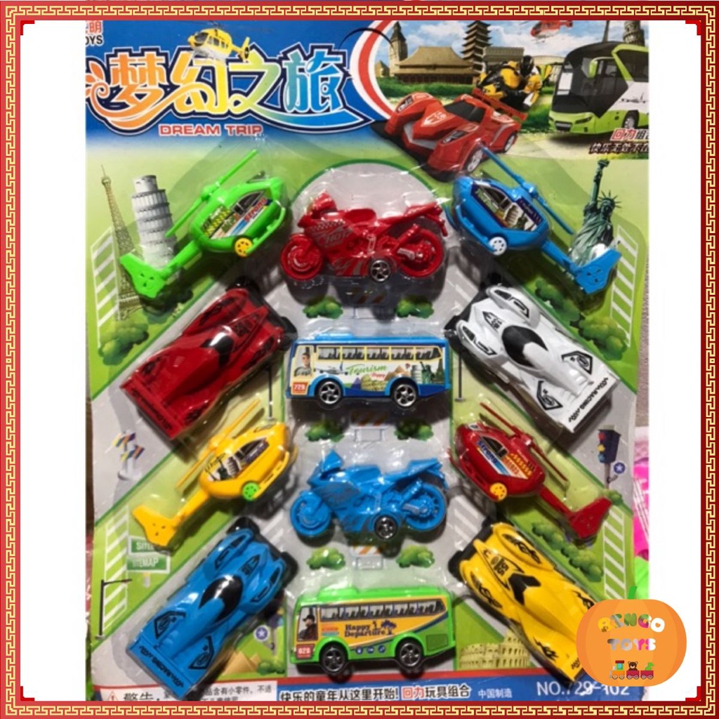 Set 12 Ô Tô Máy Bay Chạy Cót Cao Cấp