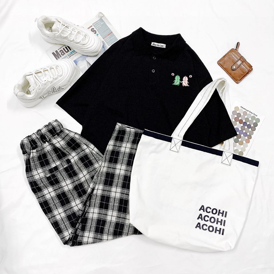 [FREESHIP] Áo Thun POLO Tay Lỡ 💖 Form Rộng Unisex Nam Nữ 💖 Phong Cách Ulzzang Hàn Quốc In Khủng Long Cute | BigBuy360 - bigbuy360.vn