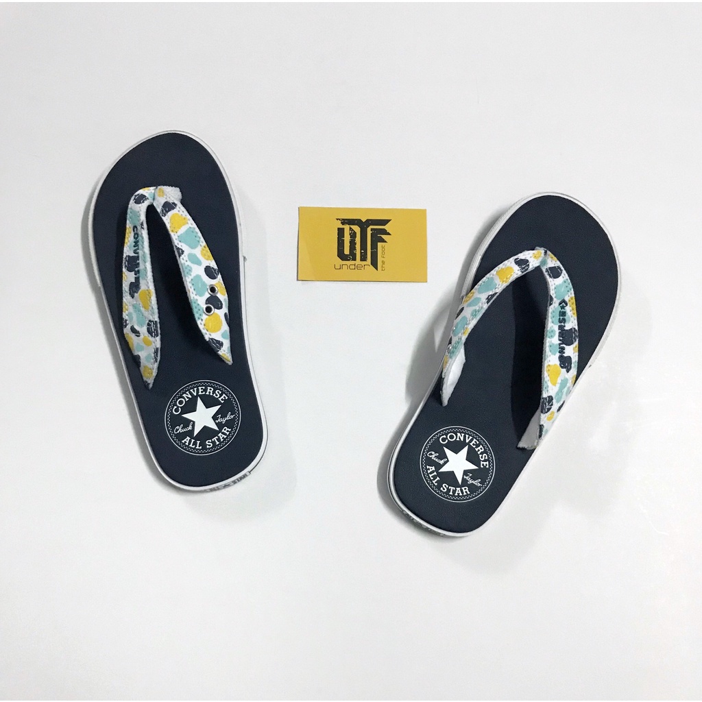 NEW - Dép Converse xanh navy quai họa tiết chính hãng