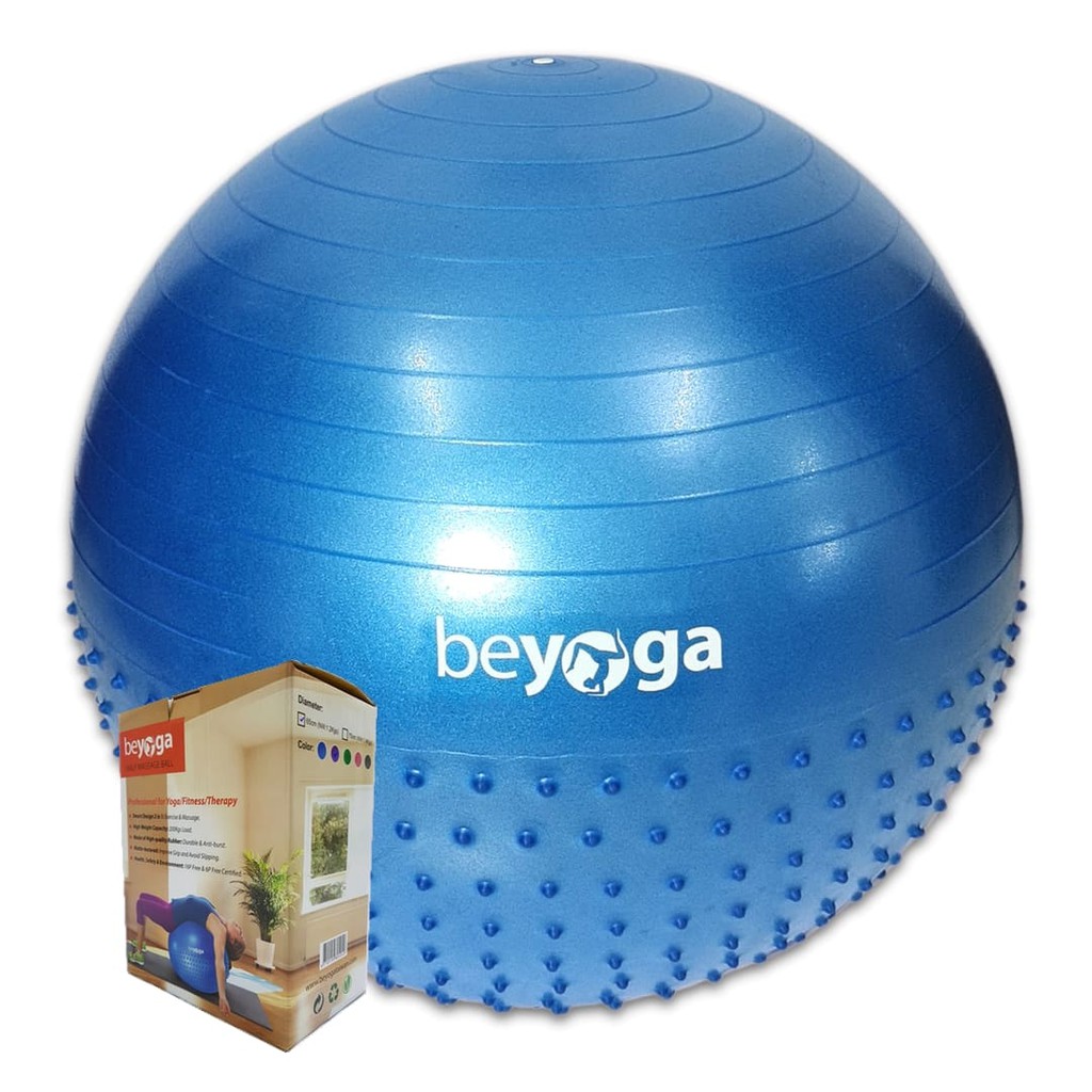 Bóng Yoga Cao Cấp, Cao Su Chịu Lực, Chống Nổ, hãng beYoga Đài Loan, 2 mặt Trơn và Gai, Cỡ Trung Bình 65cm