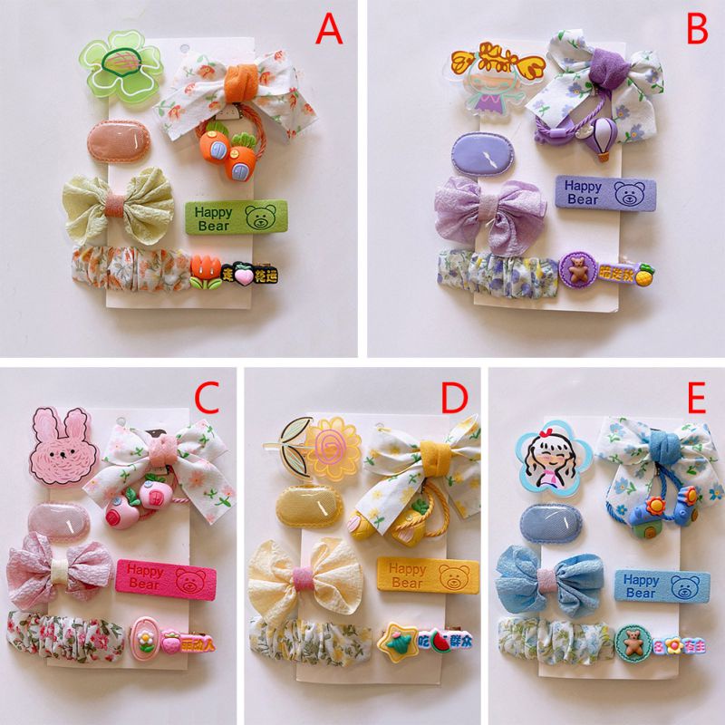 Set 9 Kẹp Tóc Hoạt Hình Đính Nơ Xinh Xắn Cho Bé Gái