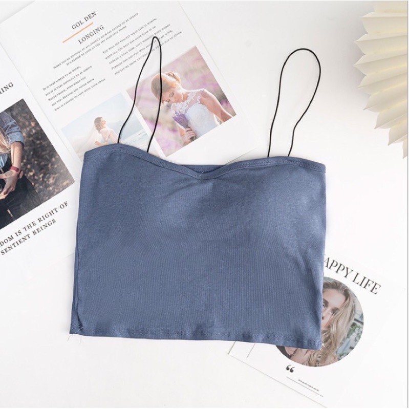 Áo 2 dây mảnh cotton dáng lửng, bra ống quây ngực, thời trang | BigBuy360 - bigbuy360.vn