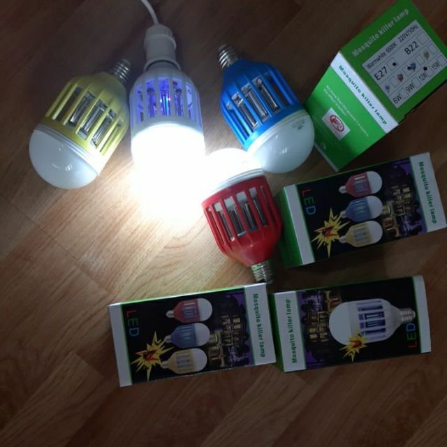 Bóng đèn led đèn sáng và đèn bắt muỗi 12W đui xoáy E27
