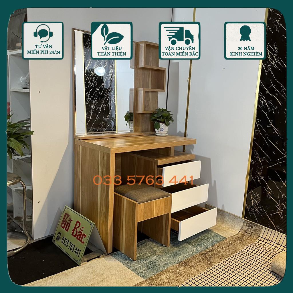 Bàn trang điểm gỗ MDF phủ Melamine 3 ngăn kéo kích thước 80x40cm tặng kèm ghế
