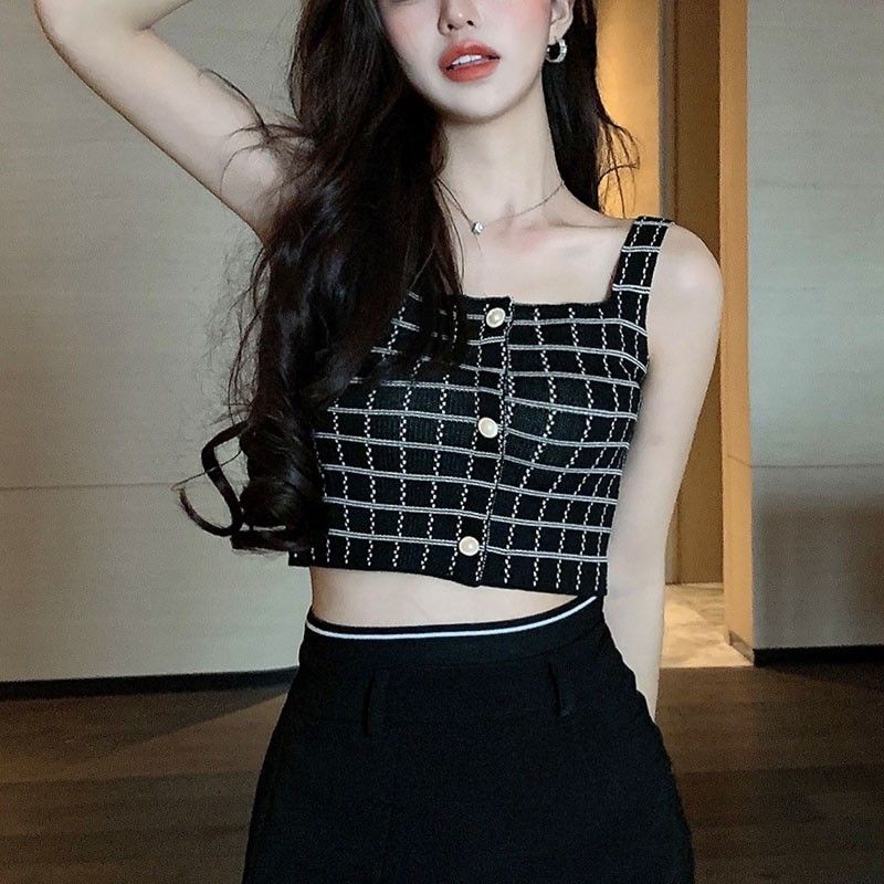 Áo 2 Dây Croptop Phong Cách Hàn Quốc Nhiều Mẫu Kẻ Caro