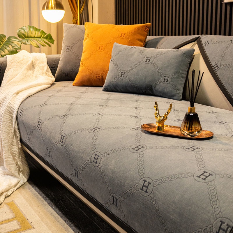Vỏ Bọc Đệm Ghế Sofa Bốn Mùa Bằng Vải Chenille Nhẹ Đơn Giản Hiện Đại Chống Trượt Phong Cách Bắc Âu Sang Trọng