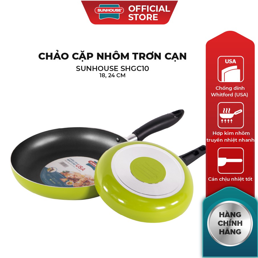 [Mã LIFESH4 giảm 10% đơn199K] Bộ chảo sắc màu SUNHOUSE CT1824C xanh đen