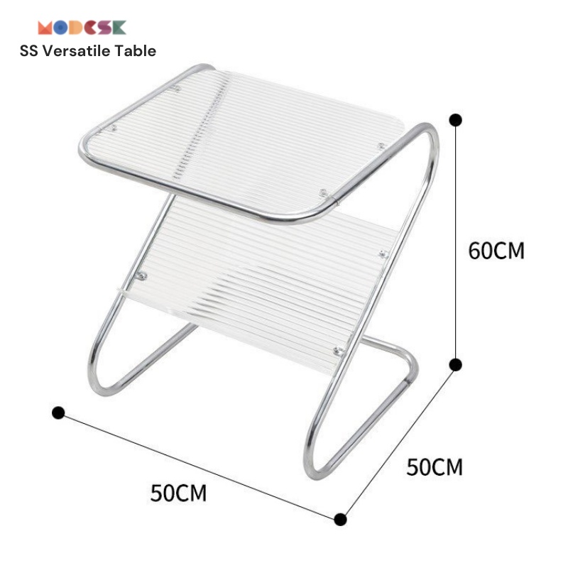 Bàn sofa decor kiêm kệ đầu giường Modesk SS Versatile Table khung inox 304 kính cường lực