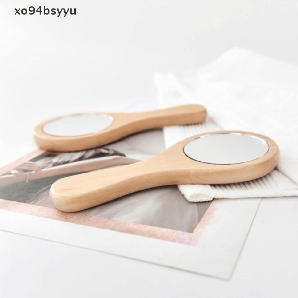 [Hàng mới về] Gương trang điểm cầm tay Xo94bsyyu hình tròn bằng gỗ phong cách vintage chất lượng cao
