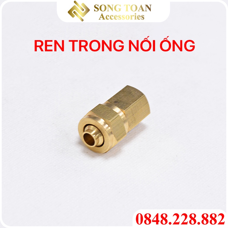 Nối Thẳng Cắm Lòng Trong Ống PU Có Ren Trong Kết Nối Nguồn & Thiết Bị - Bằng Đồng Thau Phù Hợp Cho Hơi Khí Chất Lỏng