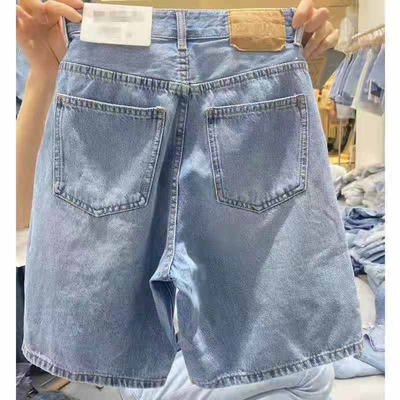 Quần Short Denim Ống Rộng Lưng Cao Thời Trang Mới Cho Nữ