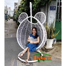 Xích Đu Tai Gấu, Chịu Trọng Lượng 250Kg ,Nệm Nhiều Màu, Trang Trí Phòng Khách, Phòng Ngủ, Sân Vườn, Ngoài Trời