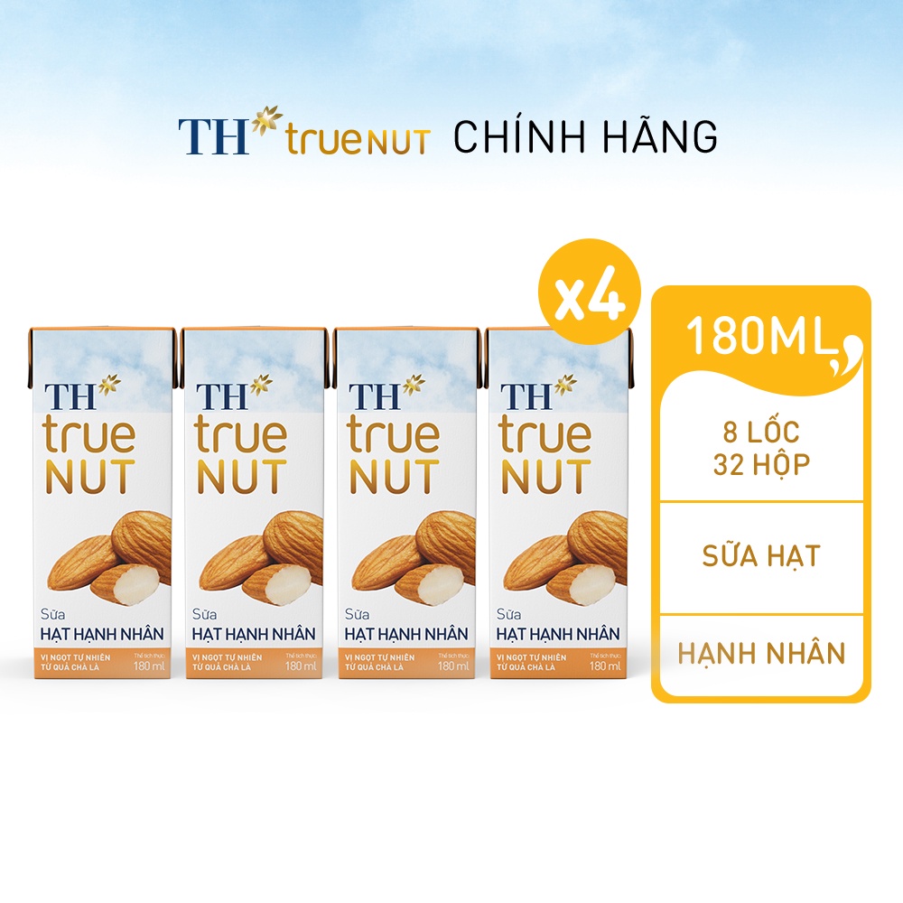 4 Lốc sữa hạt hạnh nhân TH True Nut 180ml (180ml x 4 hộp)