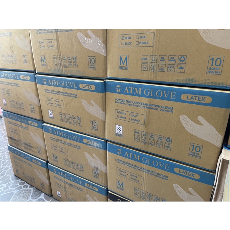 Gang tay y tế Latex ATM Glove, Merufa, Duy hằng - Gang tay cao su đủ loại và kích cỡ, dai và bền đẹp không bột và có bột
