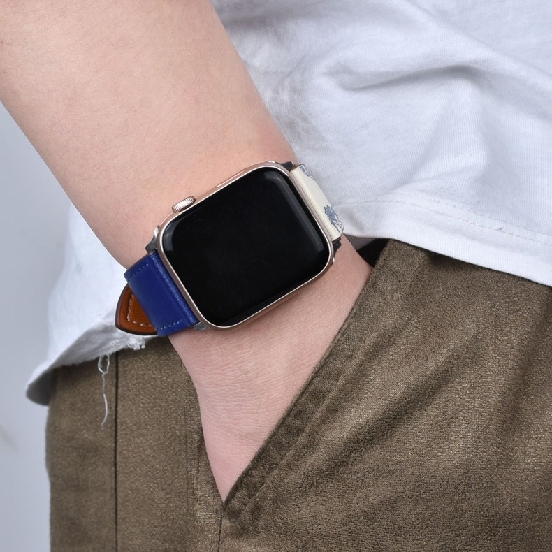 Dây đeo làm từ da chất lượng cao thời trang cho Apple watch 40 44 42 38 MM Series 6 Se 5 4 3 2