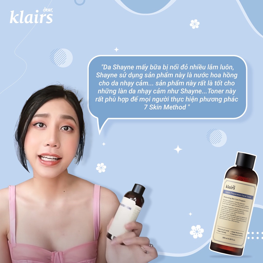 [CHÍNH HÃNG] Nước Hoa Hồng Dưỡng Ẩm, Làm Mềm Da Klairs Supple Preparation Toner 180ml