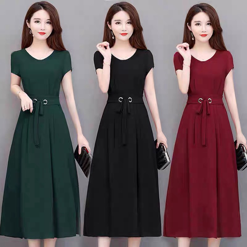 ĐẦM VOAN LỤA CHIFFON QUẢNG CHÂU 2 KHOEN THẮT EO SIÊU XINH CHO QUÝ CÔ