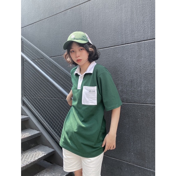 Áo Polo Unisex JAY.CLO màu XANH LÁ/TRẮNG/ĐEN form rộng 🍃 🍃 Chất thun cá sấu, form nam nữ unisex/Áo thun có cổ 🖤
