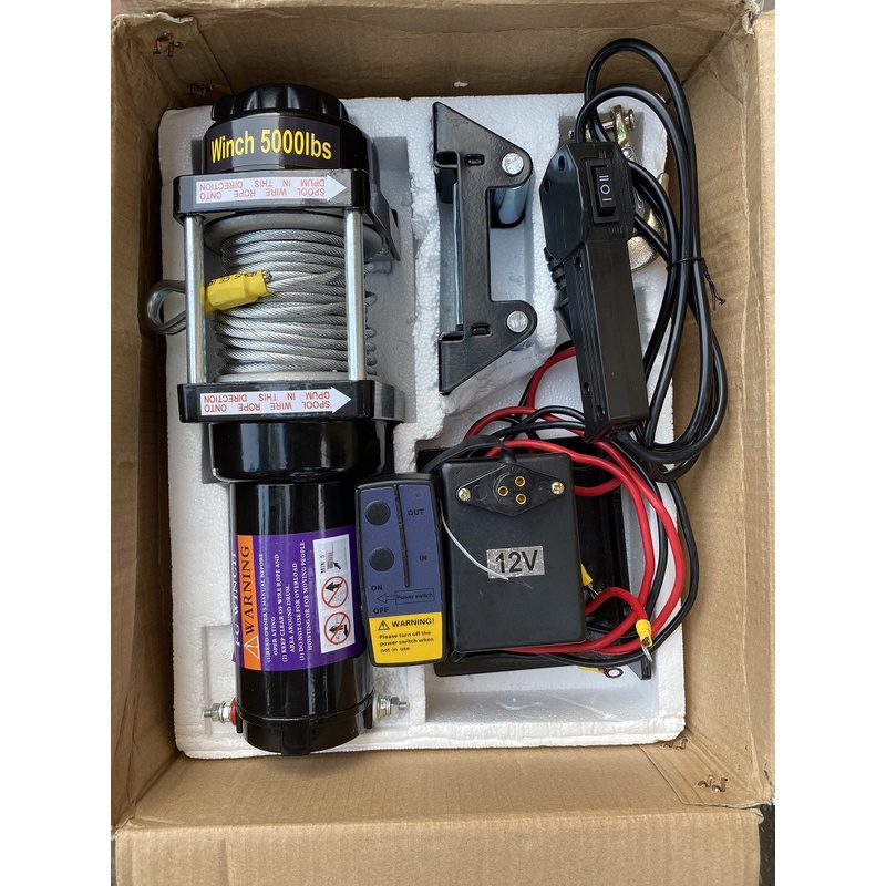 Tời Điện 12v Cứu Hộ Kéo Xe Kéo Thuyền 5000lbs Trọng Tải Kéo 2400kg Cáp Dài 10 Mét