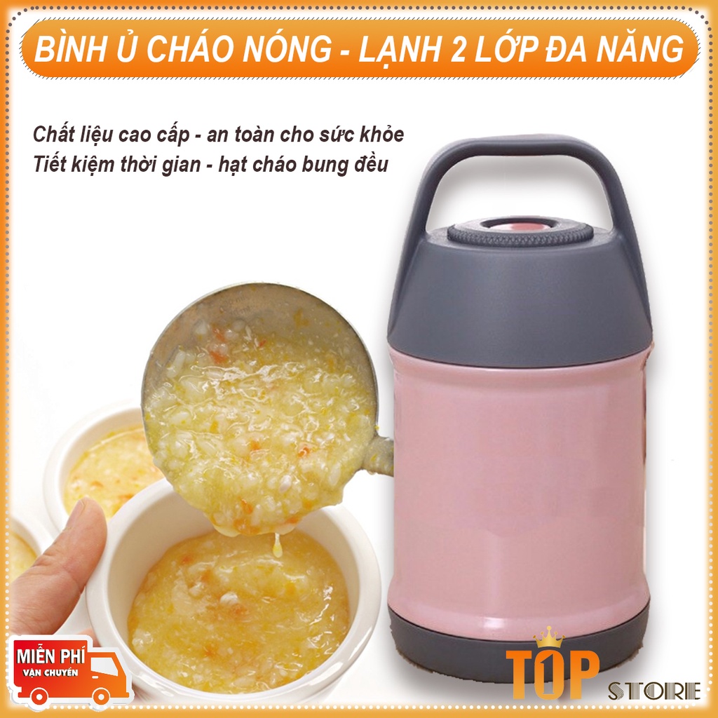 Bình Giữ Nhiệt Đựng Cháo Cho Bé- Bình Ủ Cháo, Không Cần Nấu, Giữ Nhiệt Thức Ăn. Ruột inox 304 Xịn - An Toàn, Tiện Lợi