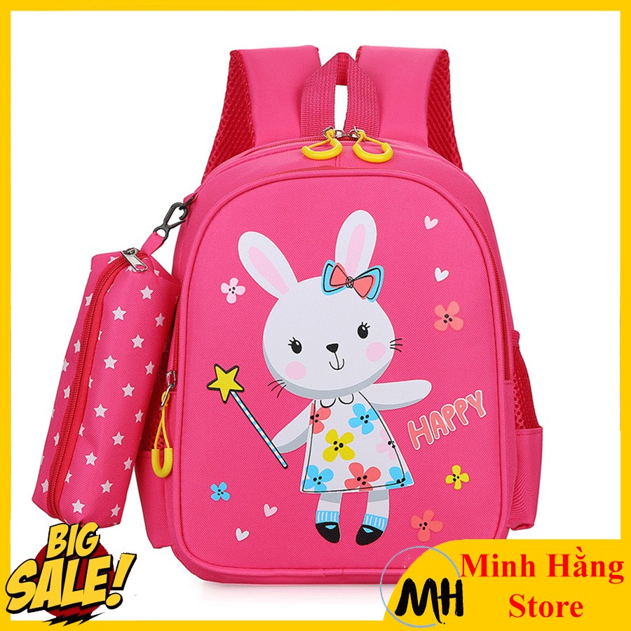 [3-6 Tuổi] Balo mầm non cho bé trai, bé gái hình thỏ, khủng long dễ thương, túi cho bé mẫu giáo có kèm bóp ví
