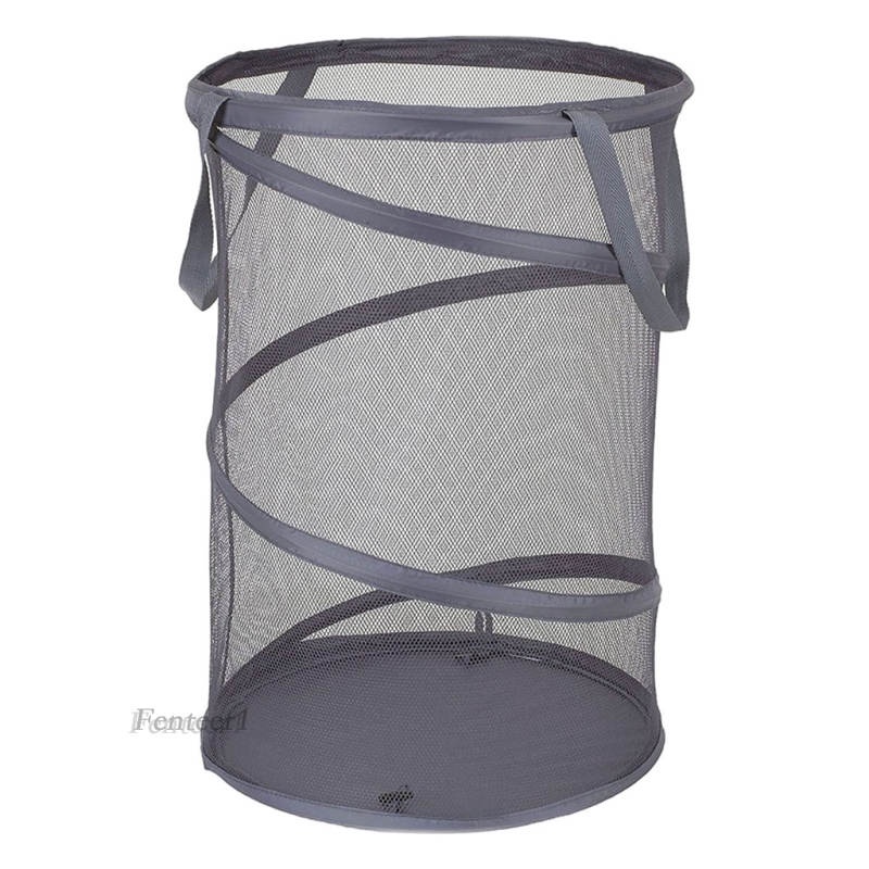 [Fenteer1] Giỏ Lưới Đựng Quần Áo Dơ Gấp Được Màu Xám Đậm Cho Phòng Tắm Gia Đình