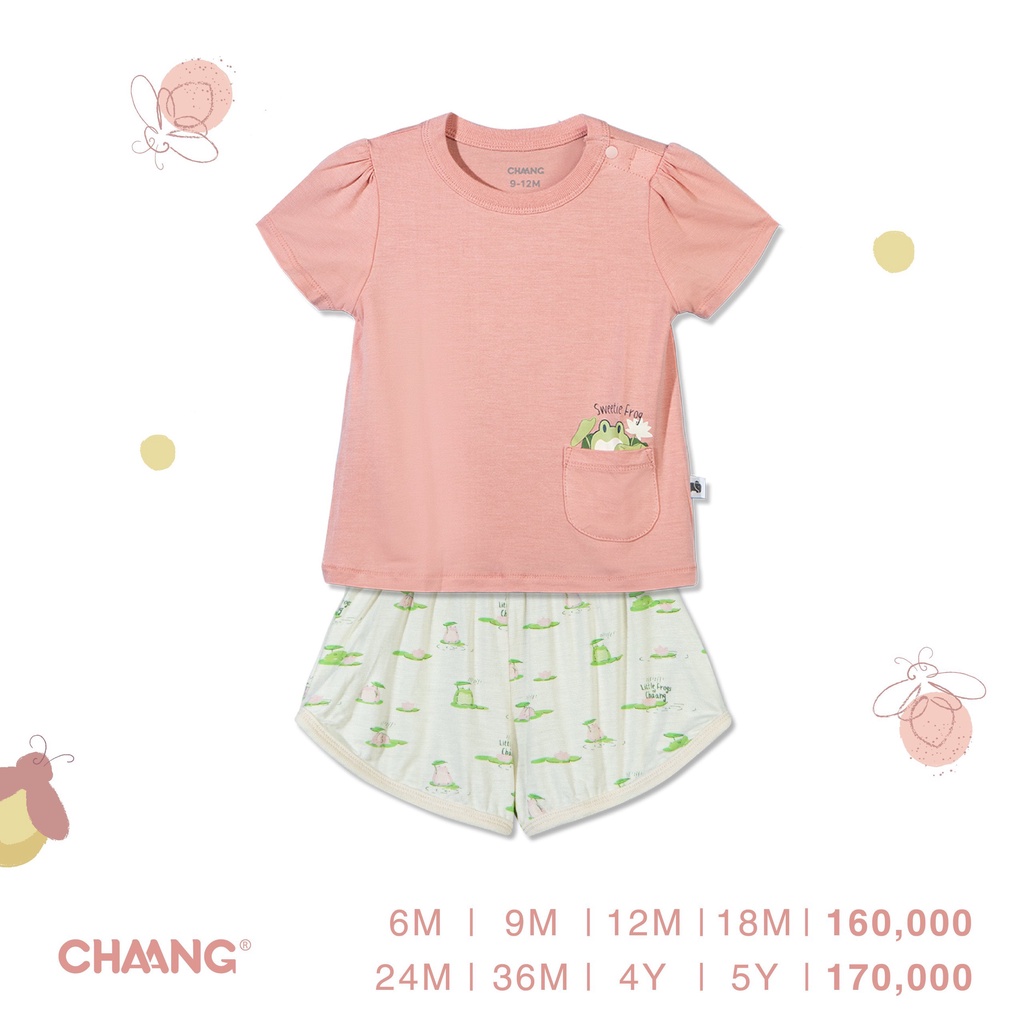 [CHÍNH HÃNG] Bộ áo cộc tay quần đùi cúc vai trẻ em summer Chaang