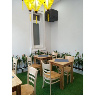 Combo 2 ghế cabin mặt gỗ cao su