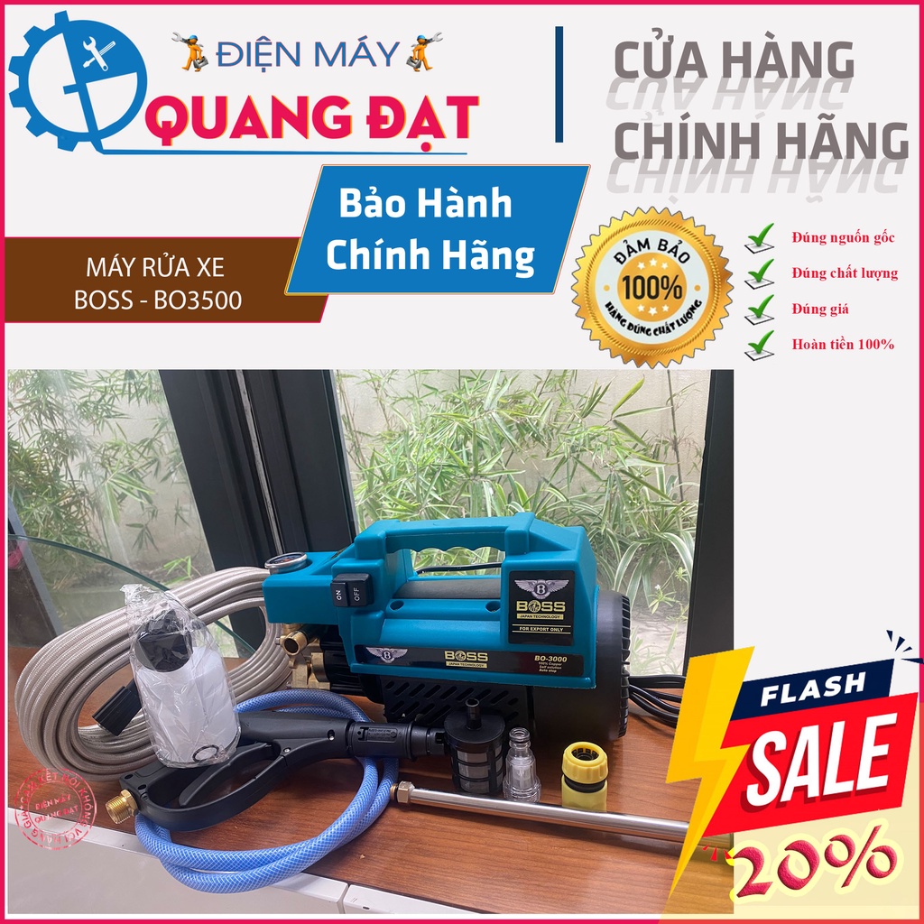 Máy Rửa Xe Boss 3500W | Mạnh Mẽ | Lõi Đồng 100% | Tặng Bình Tạo Bọt Tuyết