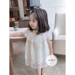 Bg534 - váy ren trắng bèo cổ bé gái