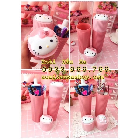 ống nhựa đựng đồ cá nhân du lịch lược, bàn chải, kem đánh răng, mỹ phẩm... đa năng tiện dụng Kitty-Đoraemon ( 23cm)