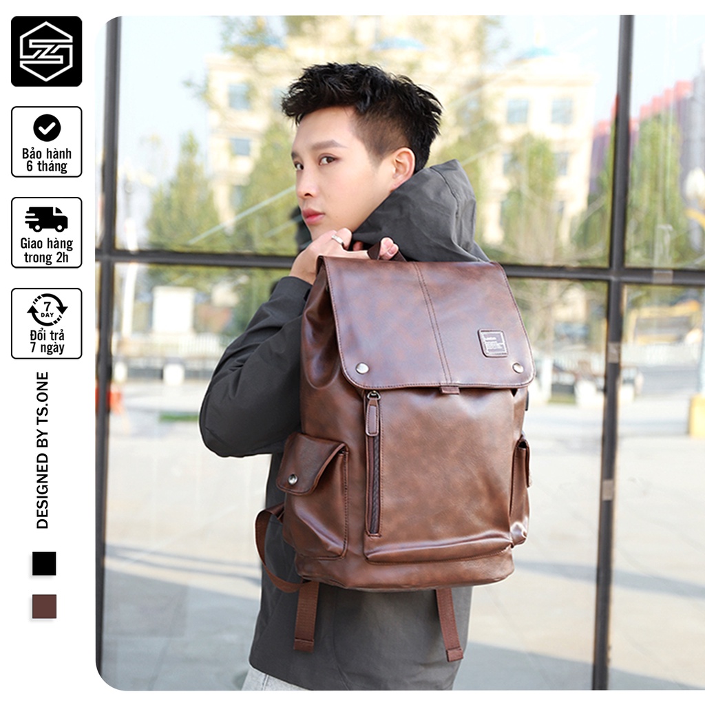 Balo da nam, Balo thời trang đi học unisex TS.ONE, size 30*40cm cao cấp BLD2