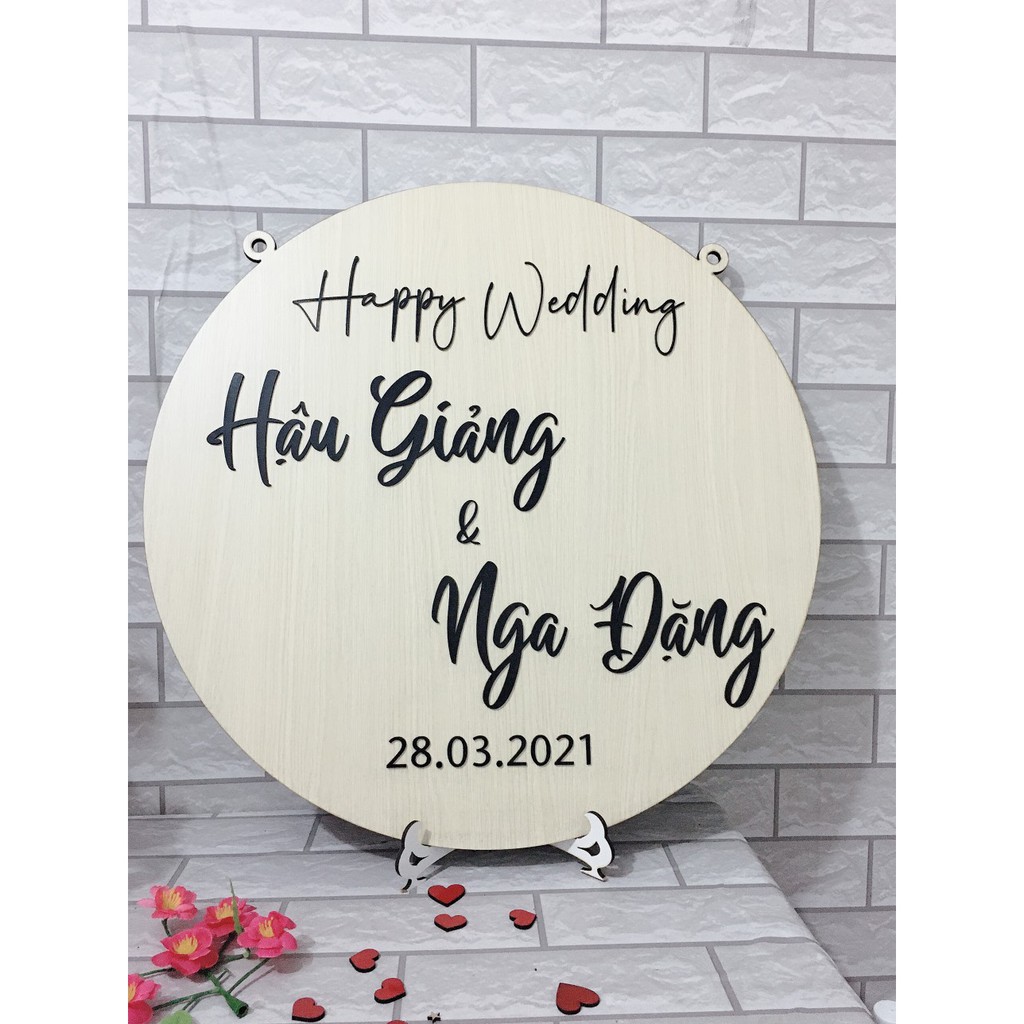 Bảng Gỗ Trang Trí Đám Cưới Decor Khắc Chữ Theo Yêu Cầu Size 40Cm,60Cm| Thao Wedding Guestbook