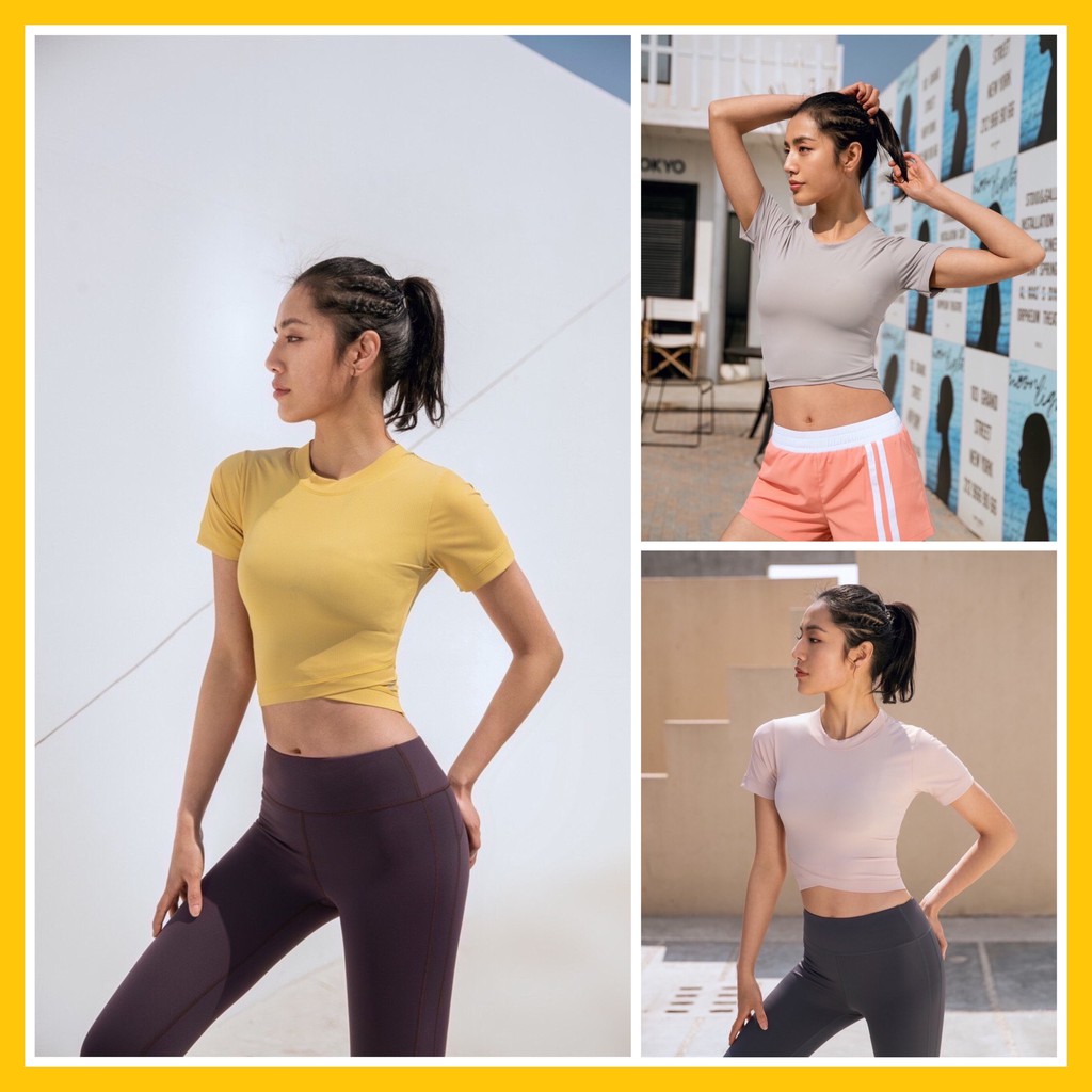 Áo Tập Gym Nữ [CROPTOP] Thun Gân Chéo Eo [ĐỒ TẬP GYM NỮ]