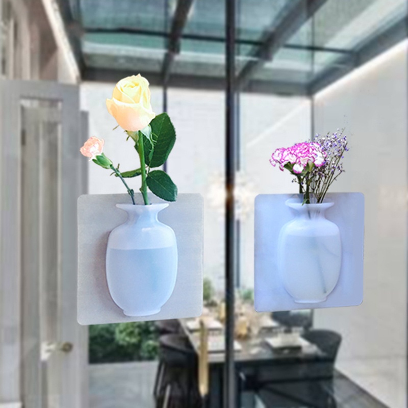 Chậu Hoa Silicone Cao Su Dính Tường Tái Sử Dụng Được