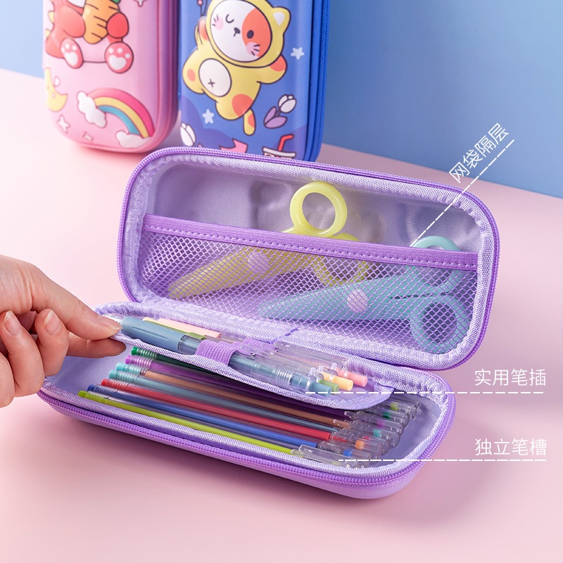 Túi Đựng Bút Nhiều Ngăn Sức Chứa Lớn Họa Tiết 3D Dễ Thương Phong Cách Nhật Bản