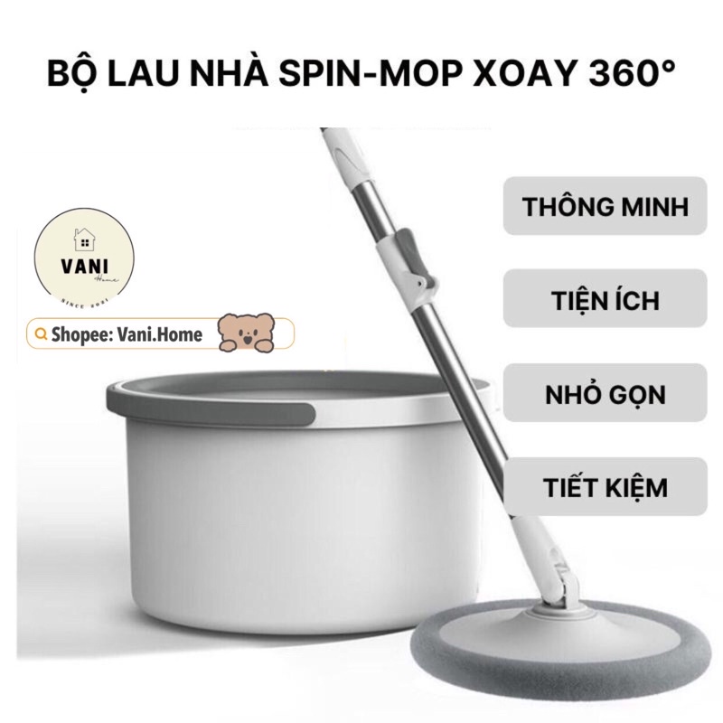 Bộ lau nhà tự vắt thông minh K8 xoay 360 độ siêu sạch - Cây chổi lau nhà thùng vắt tròn xoay 360 ( kèm 2 miếng lau )