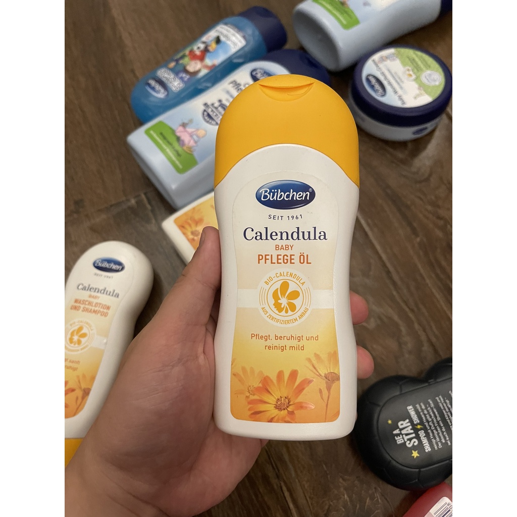 Dầu mát xa chiết xuất hữu cơ cho trẻ sơ sinh Bubchen Calendula baby Pflege Ol 200ml