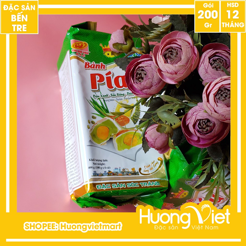 Bánh pía lá dứa sầu riêng trứng muối 400g, bánh pía Tân Huê Viên vị dứa thơm ngon [TÚI 4 BÁNH] | BigBuy360 - bigbuy360.vn