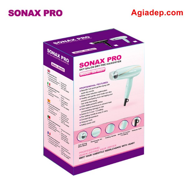 Máy sấy tóc mini gấp gọn loại tốt Sonax Pro S6622 - Siêu bền - Bảo vệ tóc - Hàng Xịn Xuất Châu Âu
