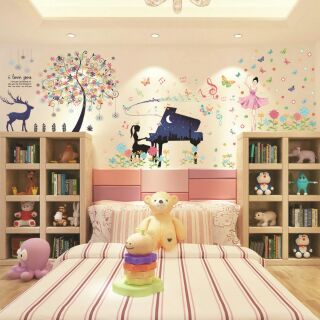 Combo 3 tờ tranh decal dán tường chủ đề âm nhạc