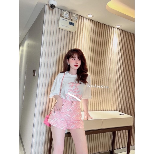 ✔ 𝗙𝗥𝗘𝗘 𝗦𝗛𝗜𝗣 SÉT FENDYY HỒNG SIÊU ĐẸP SIÊU CÁ TÍNH ÁO THUN COTTON HÀNG L1 Ạ