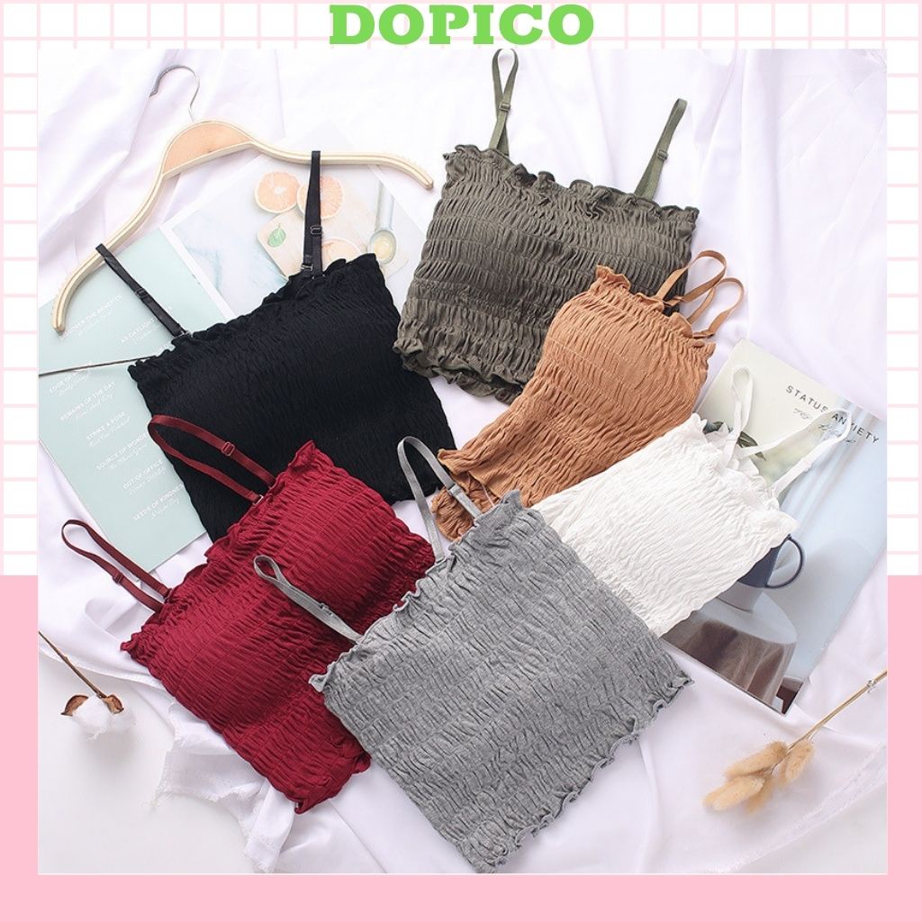 Áo bra ren nữ 2 dây nhún dáng dài phong cách áo croptop cực xinh DOPICO B6843