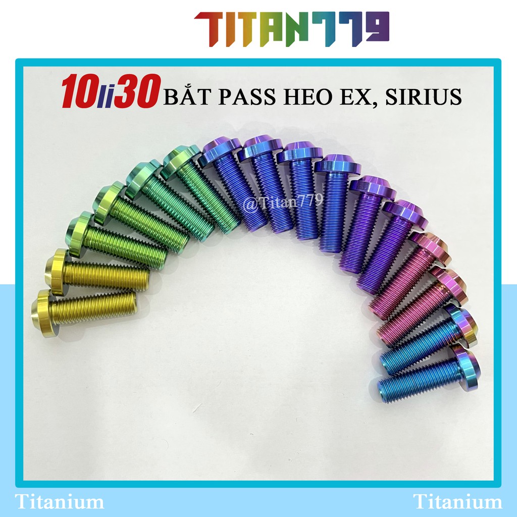 (45) Ốc Titan Gr5 10li30 10li3 đầu dù dày bắt pass heo dòng xe Yamaha Exiter, Ex 150, Jupiter, Sirius 10li 10 li 3 30