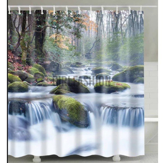 Curtain Set Bathroom Shower Toilet Seat Bath Mats Rugs Non-Slip Waterproof