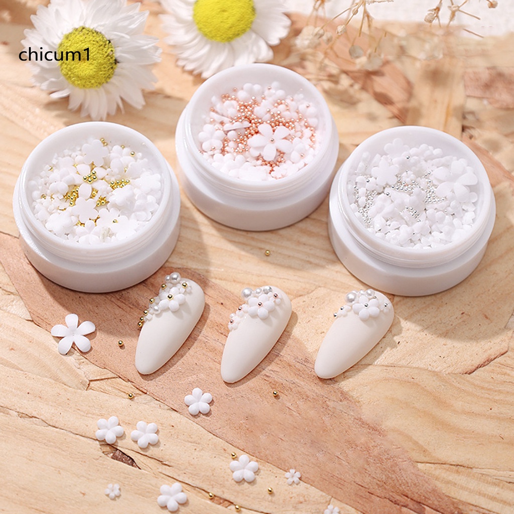 [Hàng mới về] Hạt phụ kiện trang trí móng tay hình hoa năm cánh nhỏ gọn sáng tạo đa năng dành cho phái nữ