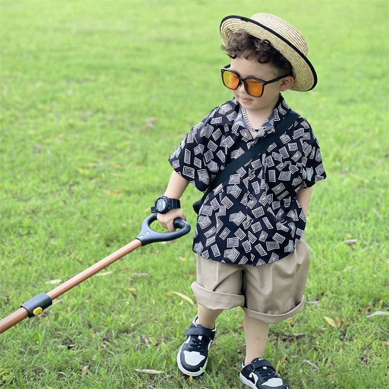 Cậu Bé 1-8 TuổI Retro áo Sơ Mi NgắnTay