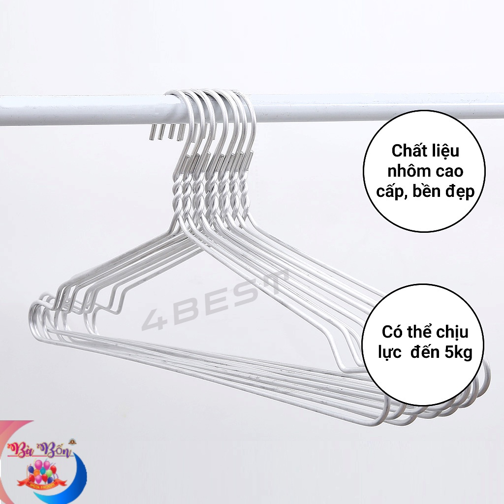 Combo 10 móc DÀY treo quần áo người lớn | 10 Móc nhôm phơi đồ quần áo cao cấp